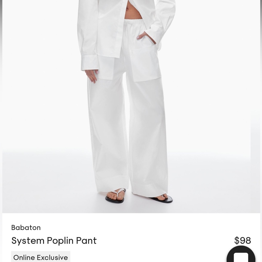 Aritzia Keystone Poplin White pants